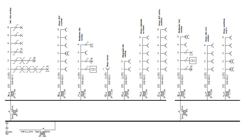 Eendraadschema voor een elektrische keuring